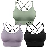 Evercute Cross Back Sport Bras Padded Strappy Criss Cross Cropped Bras for Yoga Workout Fitness Low Impact