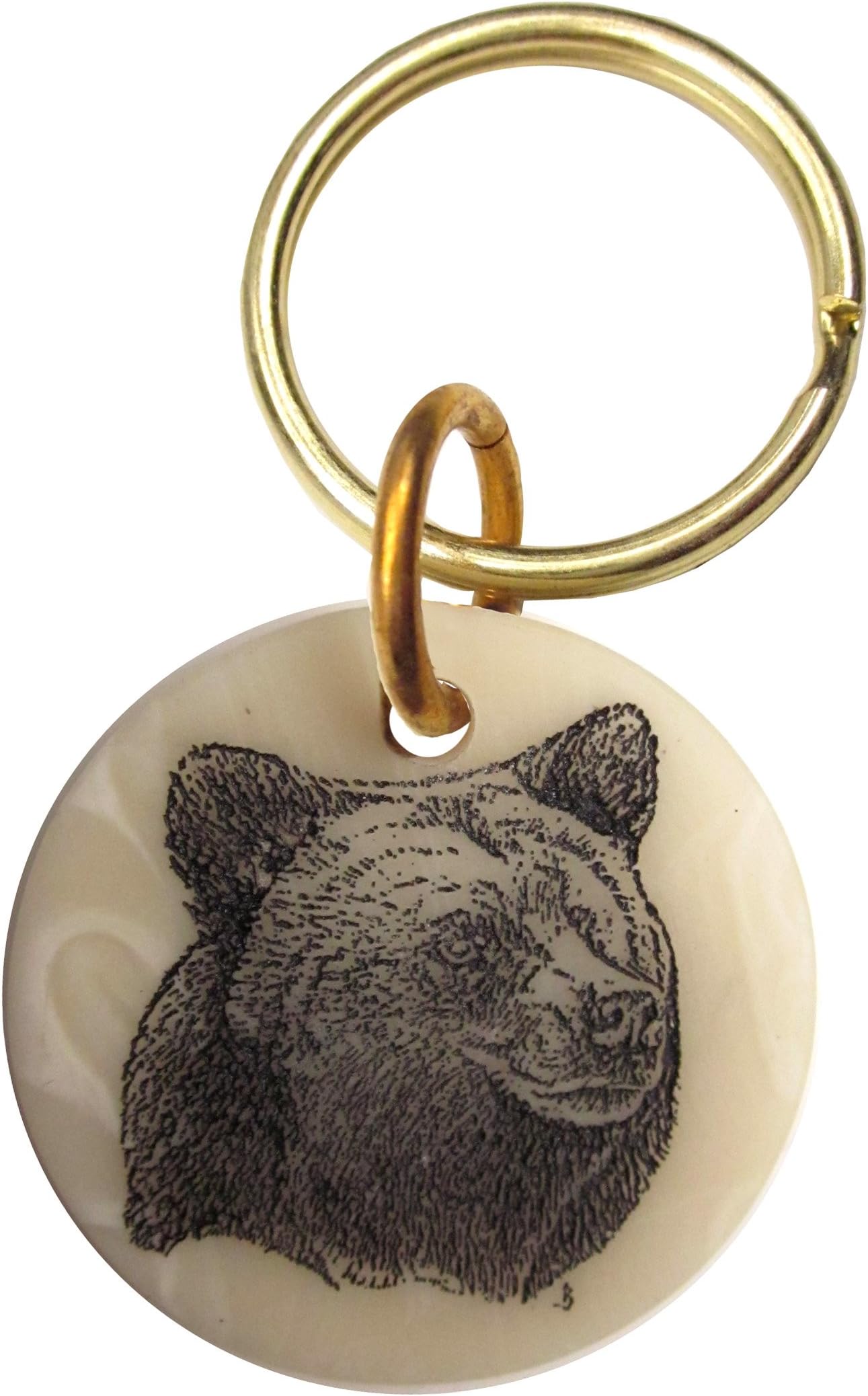 Montana Marble Etched Grizzly Bear Keychain
