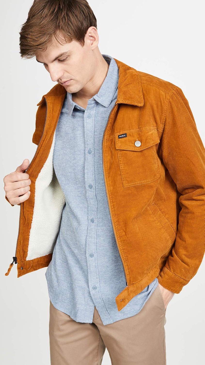 RVCA Men's Easy Corduroy Sherpa Jacket: Clothing