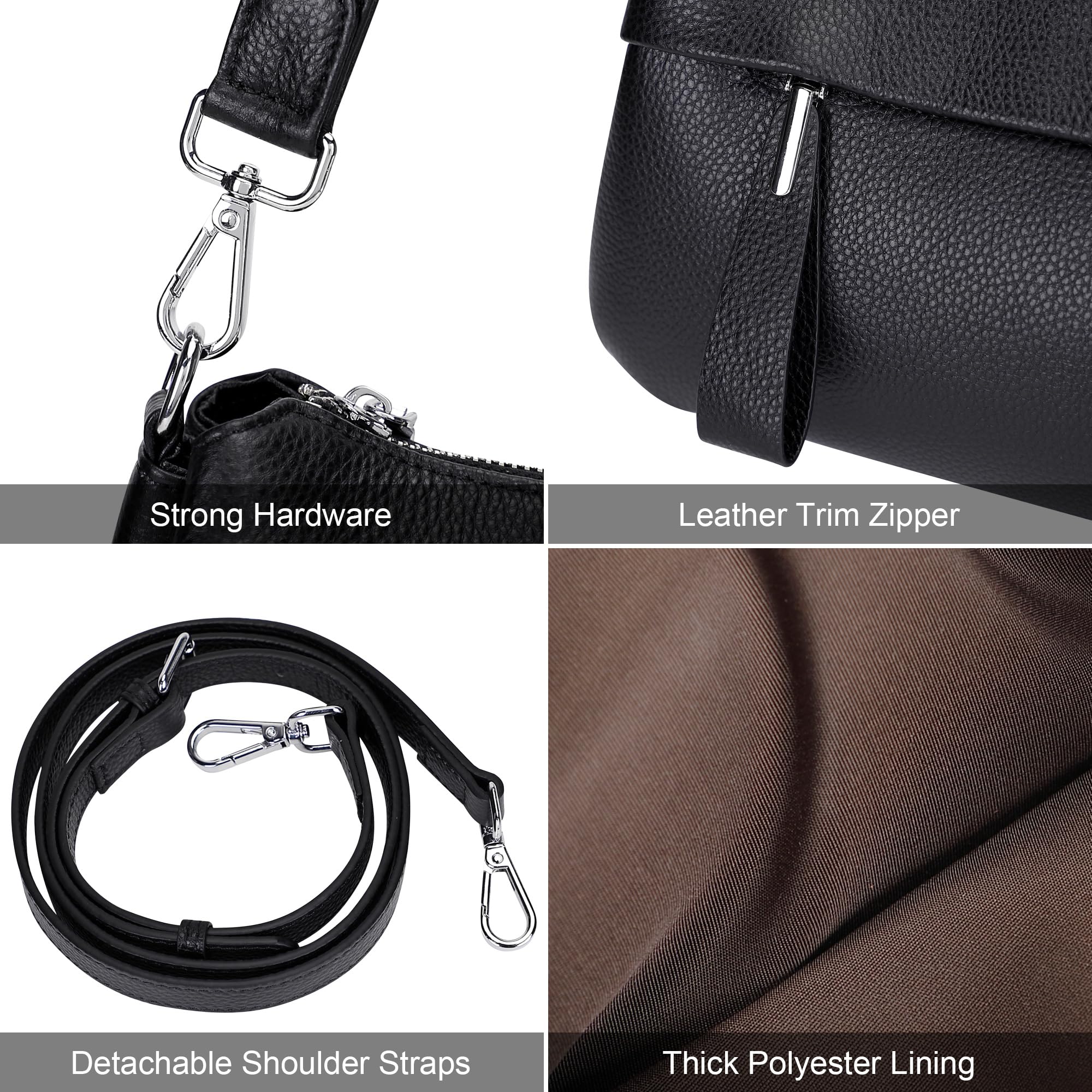 Over Earth Genuine Leather Crossbody Bags for Women Small Hobo Handbags Shoulder Purses with 2 Detachable Straps