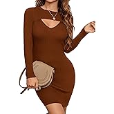 Blooming Jelly Womens Long Sleeve Sweater Dress Sexy Cut Out Bodycon Mini Fall Dress Trendy Ribbed Ladies Winter Sweater