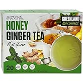 Ginger Tea Mint Honey Flavor 20 Instant Sachets - Natural Smooth Cool Mint Taste - Caffeine Free Gluten Free