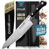 Cutluxe Chef Knife – 8" Razor Sharp Kitchen Knife Forged from High Carbon German Steel – Chef's Knife with Sheath Included, F