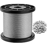 CELYND Stainless Steel Wire Rope - 328FT 1/16" Aircraft Cable for Hanging | 304 Stainless Steel Cable with 150Pcs Crimping Sleeves for Outdoor String Lights Garden Trellis Clothesline DIY Projects