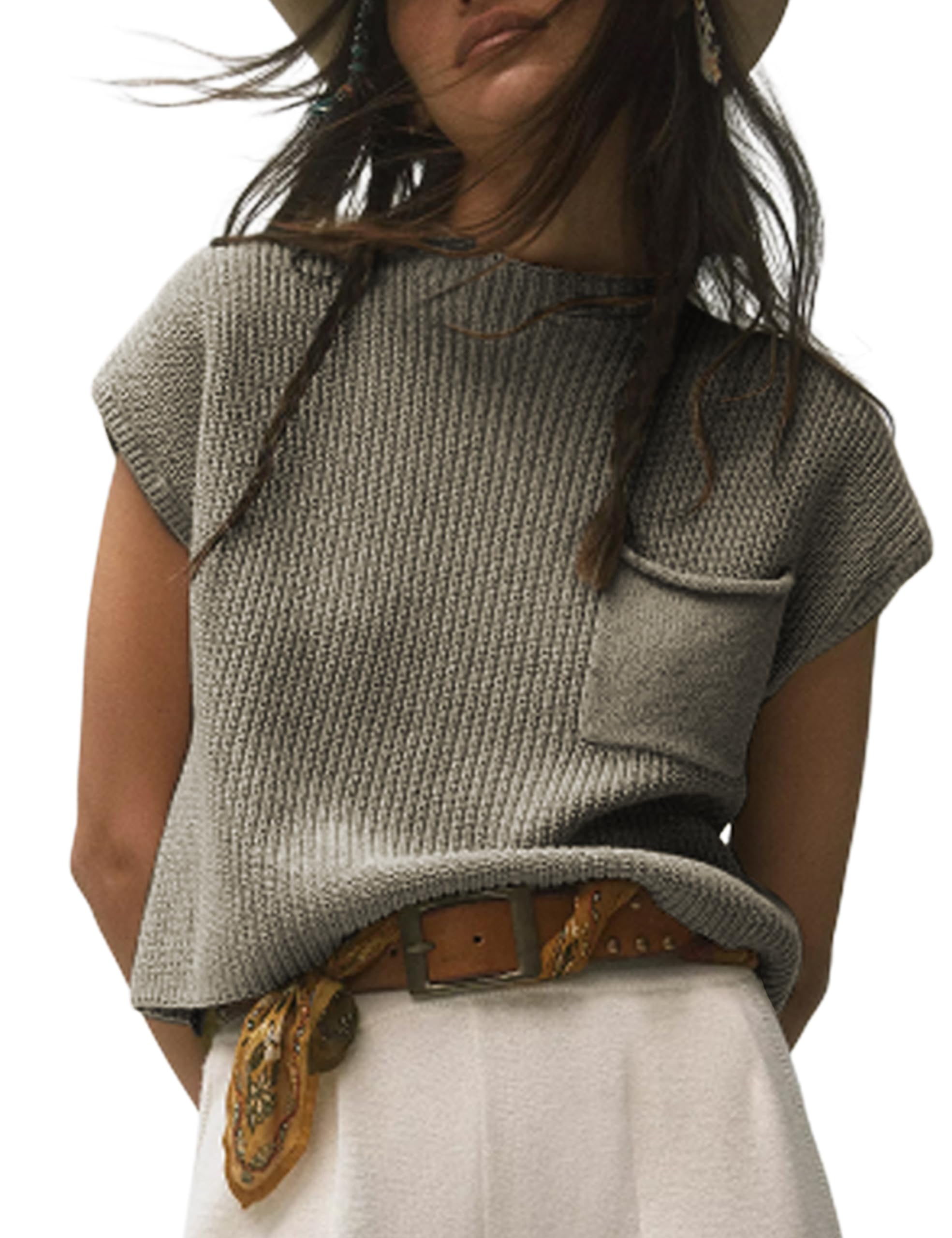 Himosyber Women's Solid Sleeveless Vest Mock Neck