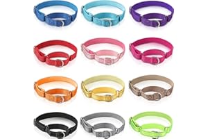 Cunno 12 Pcs Martingale Collar for Medium Dogs Reflective Dog Collar with Durable Metal Buckle Adjustable Nylon Pet Prevent Slipping Out for Pupplies, 12 Colors(Medium)