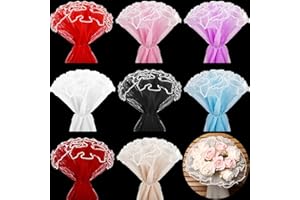 Gilprop 8 Pcs Flower Wrapping Mesh Paper, 11 Inch x 4 Yard Wavy Pearl Edge Wrinkled Flower Bouquet Packaging Mesh Florist Supplies for Teacher Christmas Mother's Day Gifts (Multicolor)