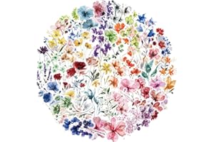OYALAE 50Pcs Transparent Flower Stickers for Scrapbooking PET Nature Plant Sticker Floral Stickers Colorful Vintage Craft Sticker for Journaling Scrapbooking Clear Flowers Decals (Flower)
