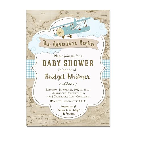 Amazon Com Airplane World Adventure Baby Shower Invitations With