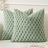 MIULEE Spring Sage Green Faux Fur Decorative Throw Pillow Covers 16x16 Inch Set of 2 Super Soft Cozy Plush Cushion Cases Luxury Fluffy Pillowcases for Sofa Couch Bed Living Room