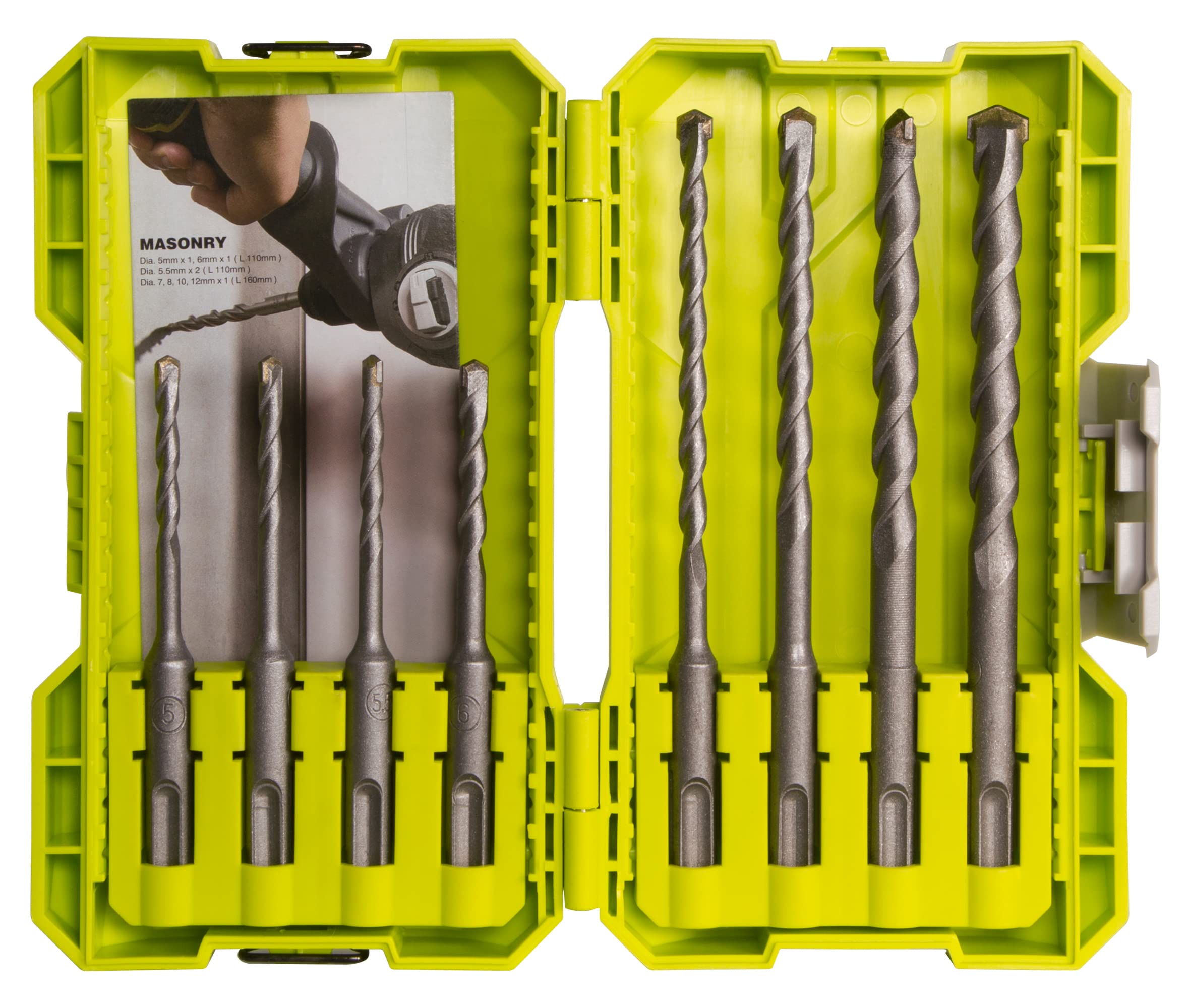 Ryobi RAK08SDS2 SDS+ Masonry Bit Set (8 Piece)