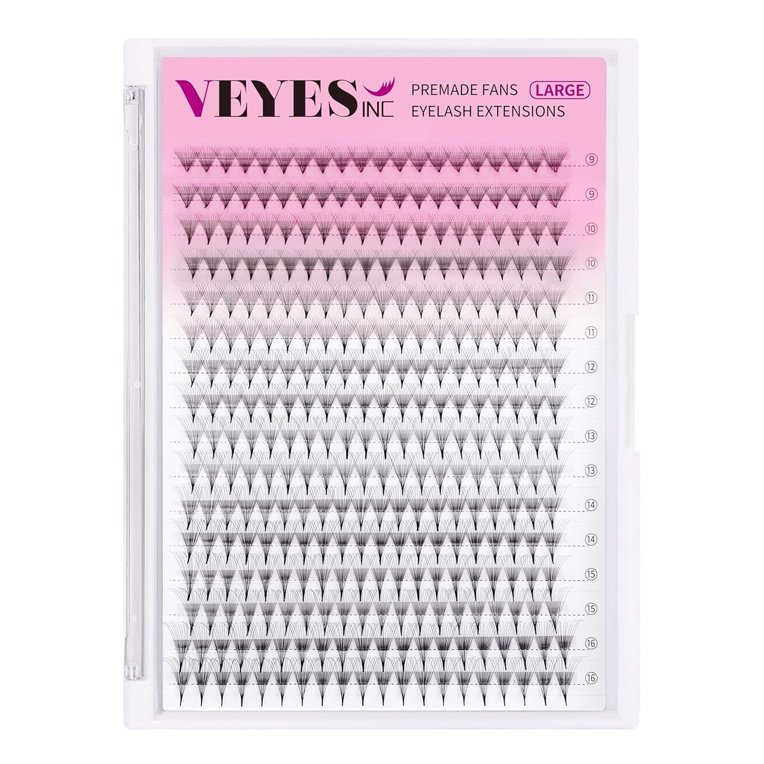 VEYES INC Premade Fan Eyelash Extensions 3D-14D 9-16mm Mixed Length C D curl，Professional Supplies for Lash Techs (12D,0.05D 9-16mm) — image 1