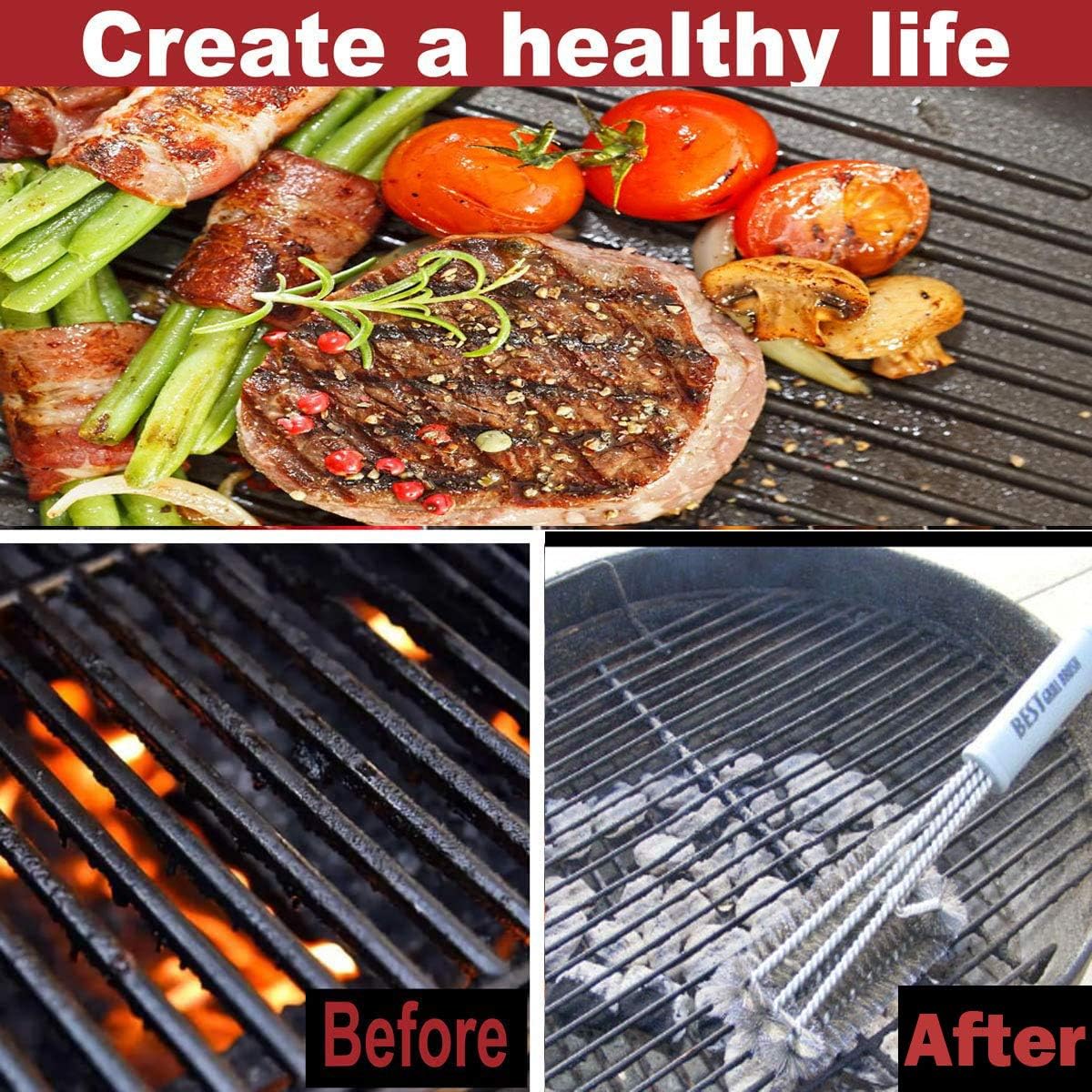 BEST BBQ Grill Brush Stainless Steel 18" Barbecue Cleaning Brush w/Wire Bristles & Soft Comfortable Handle - Perfect Cleaner & Scraper for Grill Cooking Grates : Garden & Outdoor