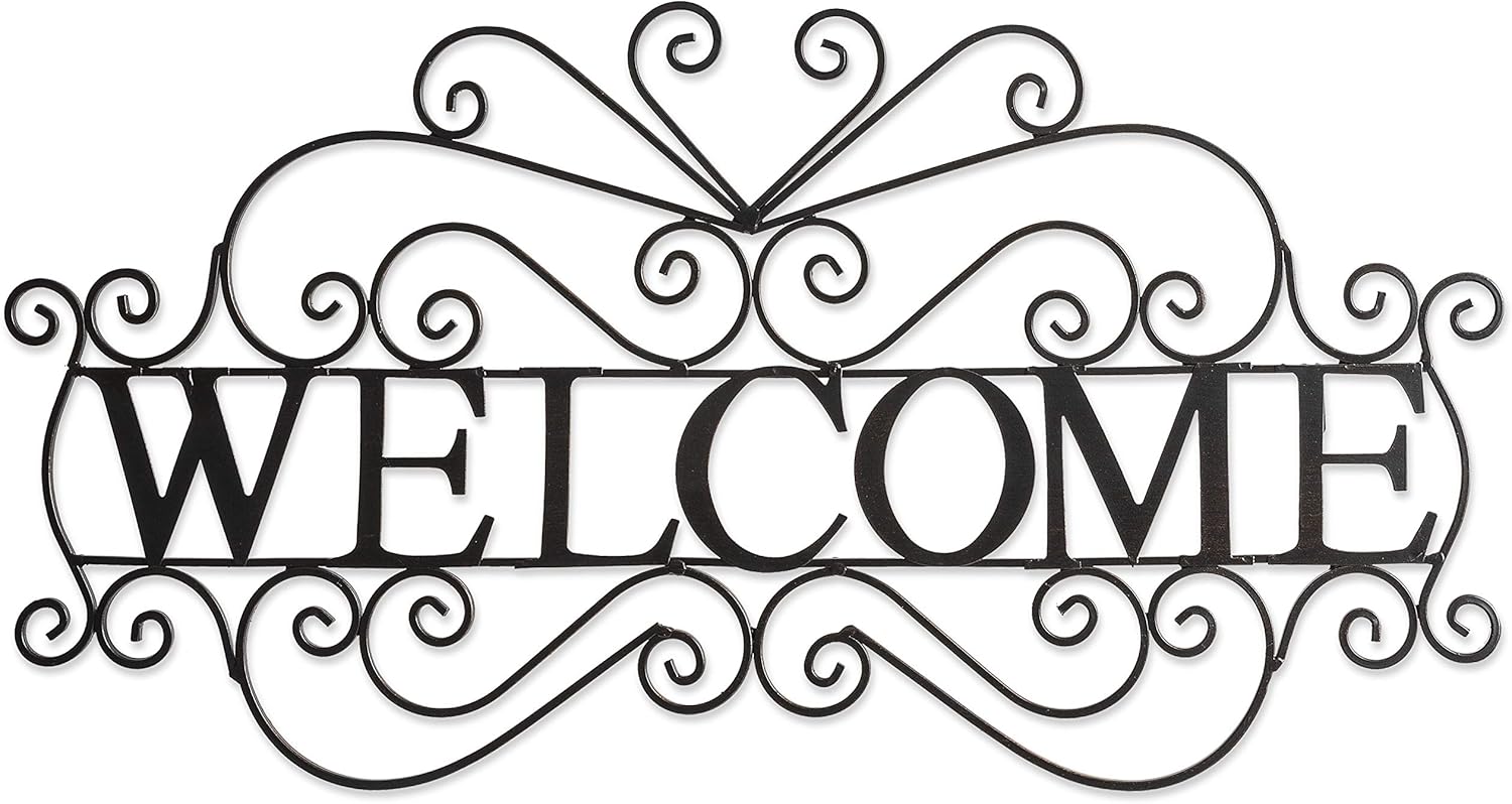 Plaques & Wall Art - Besti Metal Welcome Sign (Large) Ornate, Bronze Plaque | Front Door, Porch, Patio, and Entryway Decor | Indoor and Outdoor Hanging Use | House and Home Decoration