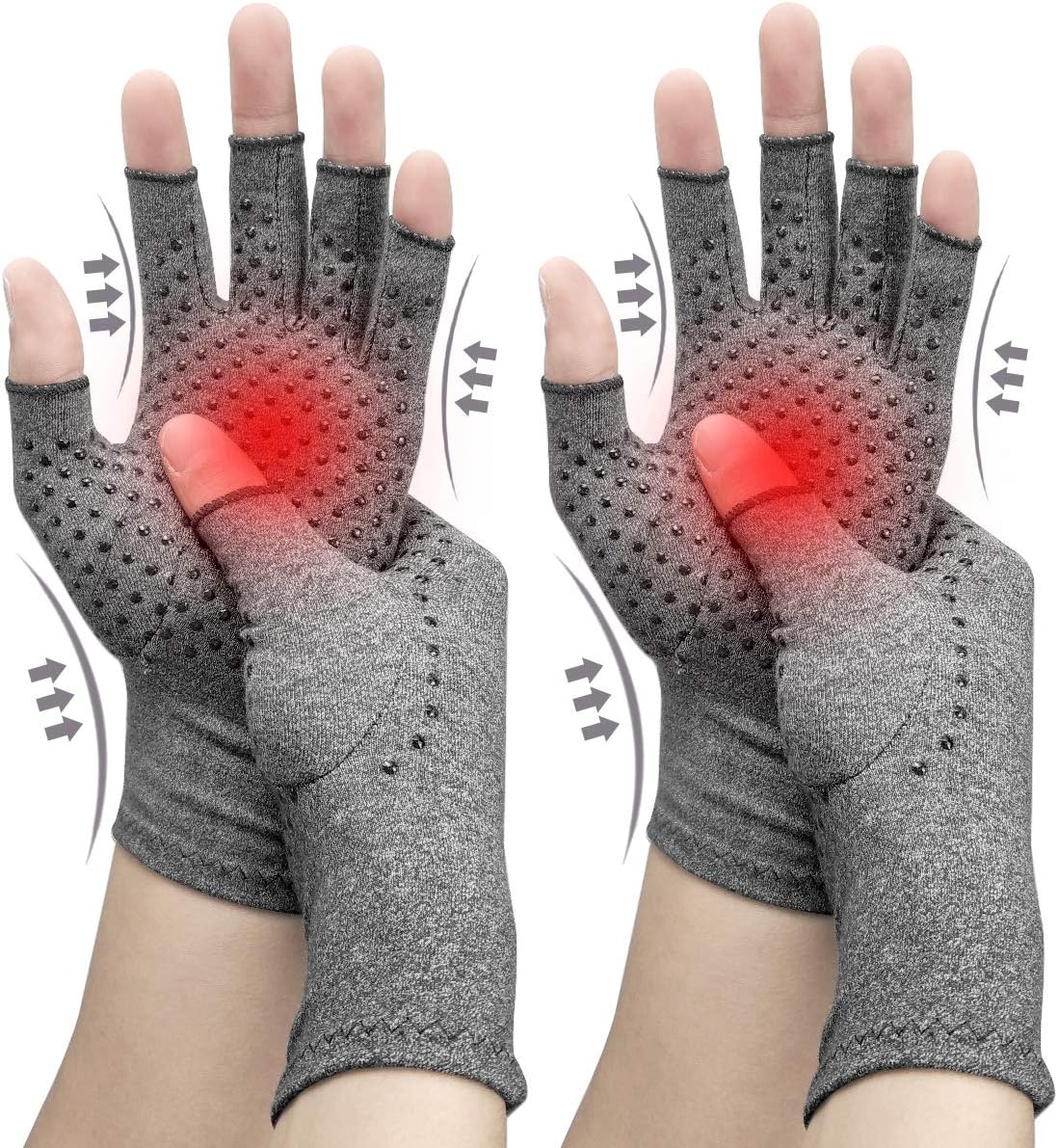 2 Pairs Compression Gloves, Arthritis Gloves for Women & Men, Carpal Tunnel Gloves, Relieve
