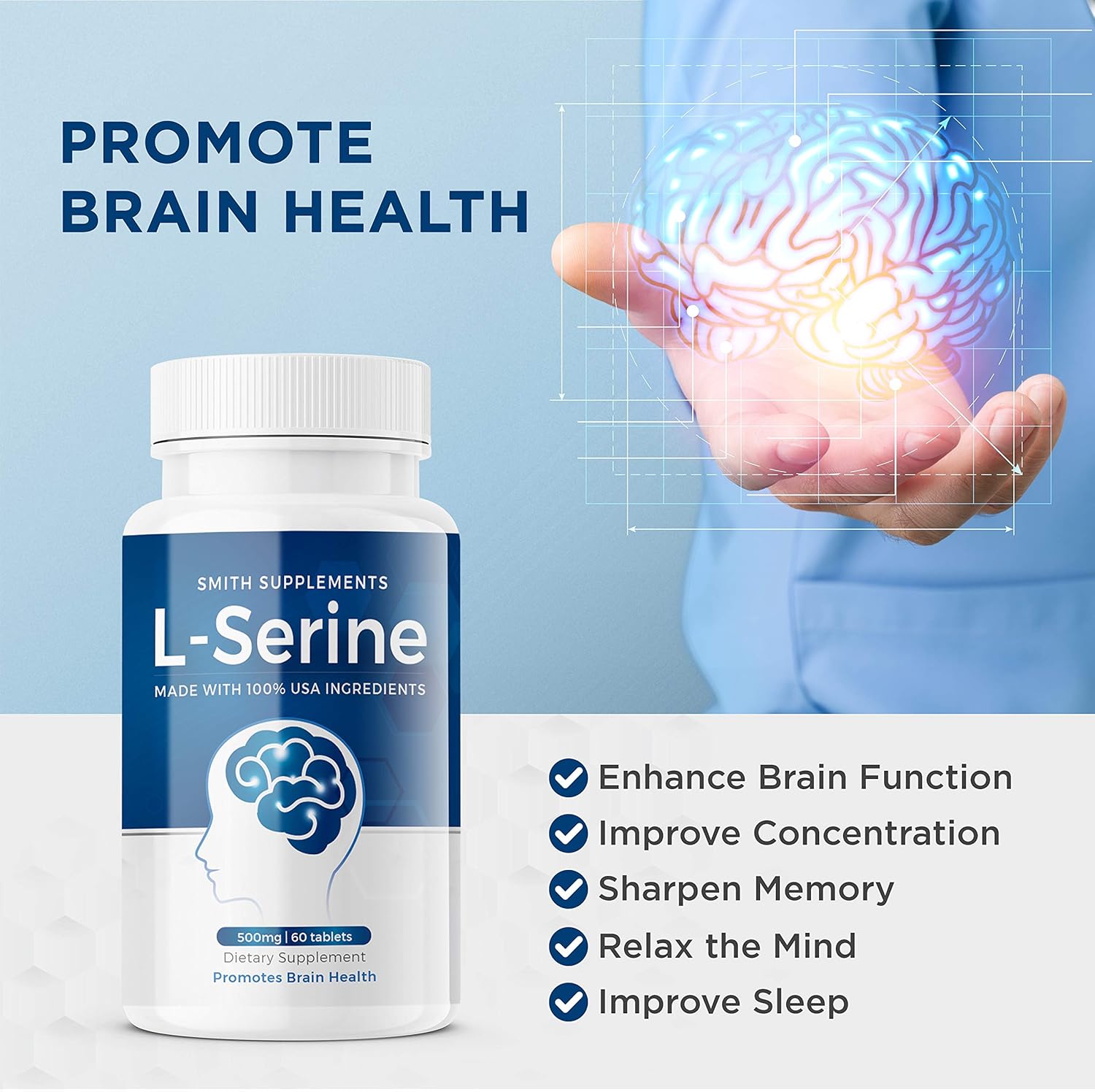 LSerine Supplements by Smith Supplements, 500mg Capsules Promotes