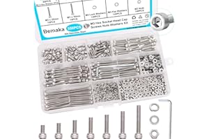 Bemaka 550PCS M3 Screw Kit, M3 x 6/8/12/16/20/25/30mm Hex Socket Head Cap Screws Bolts Nuts Washers Assortment Kit, 304 Stainless Steel Metric Bolts with Hex Wrench