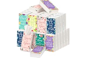 Outus 60 Pack Christian Pocket Tissues Travel Size 4 Ply Bible Verse Tissues Bulk 600 Sheets Inspirational Facial Individual Religious Gift for Christmas Church Wedding Travel(Flower Style)
