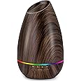 InnoGear Essential Oil Diffusers, 400ml Aromatherapy Diffuser for Essential Oils Cool Mist Humidifier with 4 Timer Adjustable Mist Waterless Auto-Off for Home Office Bedroom, Brown Wood Grain