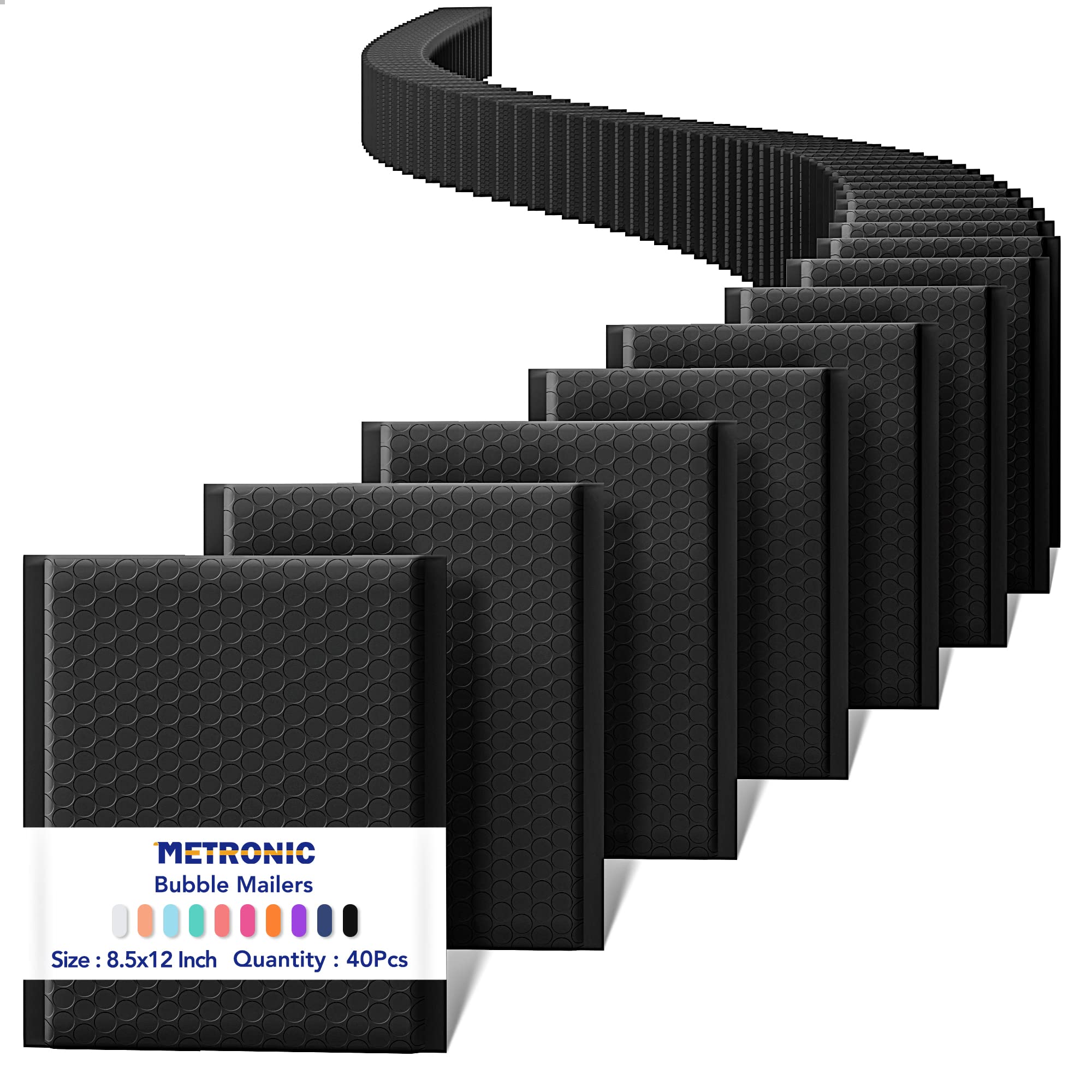 Photo 1 of Metronic Bubble Mailers 8.5x12" 40 Pack Black Padded Envelopes Usable Size 8.5 x 11" Strong Adhesion Bubble Envelopes Medium Mailing Envelopes Bubble Padded for Small Business Shipping Books Clothes