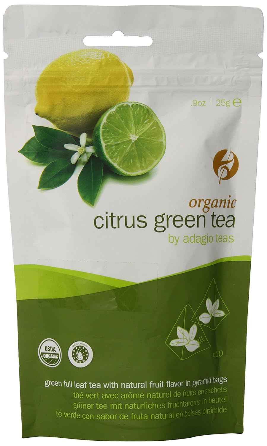 Organic Tea Bags, Citrus Green, 10 Count Grocery