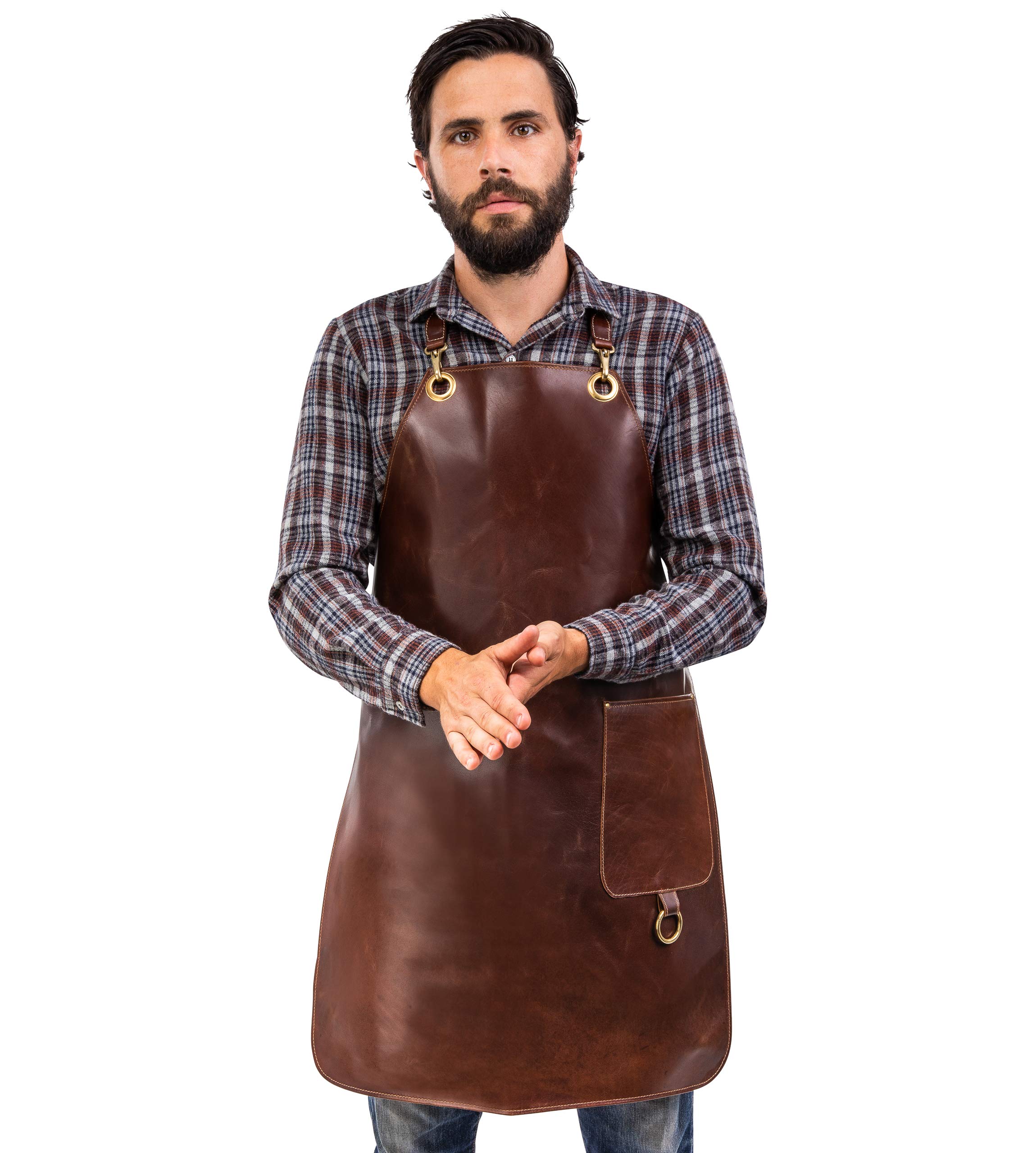 Angus Stoke Premium Paul leather apron - 100% leather grill apron - vintage leather apron BBQ & kitchen (L-Xl)
