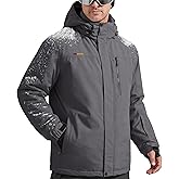 FREE SOLDIER Men's Waterproof Ski Snow Jacket Fleece Lined Warm Winter Rain Jacket with Hood Fully Taped Seams
