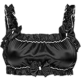 Satini Sissy Frilly Ruffled Fitted Silky Satin Lingerie Bralette
