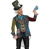 Leg Avenue Men's 3 Pc Deluxe Mad Hatter Costume Men with Mad Hatter Hat, Mad Hatter Jacket, and Neck Tie Dickie