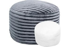 Asuprui Pouf Ottoman Stuffed with PP Cotton Filler, Plush Fiber Poufs, Pouf Stool Ottoman Round Foot Stool Cushion Storage Ottoman, 20 * 12''Floor Poufs Foot Rest for Living Room, Home Decor