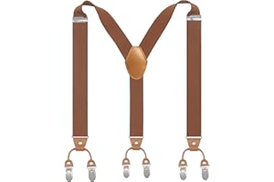 CEDRAINY Cedriany Men’s Suspender 6 Clips Y-Shaped Heavy Duty With 1.4 Inch Suspenders Elastic Straps