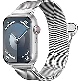 Stainless Steel Milanese Loop Compatible with Apple Watch Band 46mm 42mm 44mm 45mm 49mm 38mm 40mm 41mm men and women, Magneti