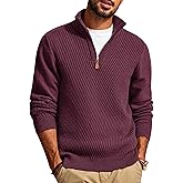 PJ PAUL JONES Mens Quarter Zip Pullover Sweaters Casual Slim Fit Knit Texture Sweater