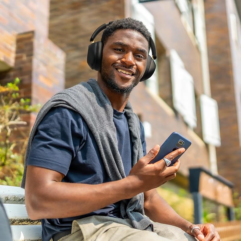 A5 Cuffie Bluetooth Over Ear Cuffie Con filo,Cuffie Over Ear Con Cancellazione Rumore Attiva Adattiva fino al 98%,LDAC Hi-Res Wireless Audio,Cuffie Wireless 75 Ore ANC Ibrida Nero