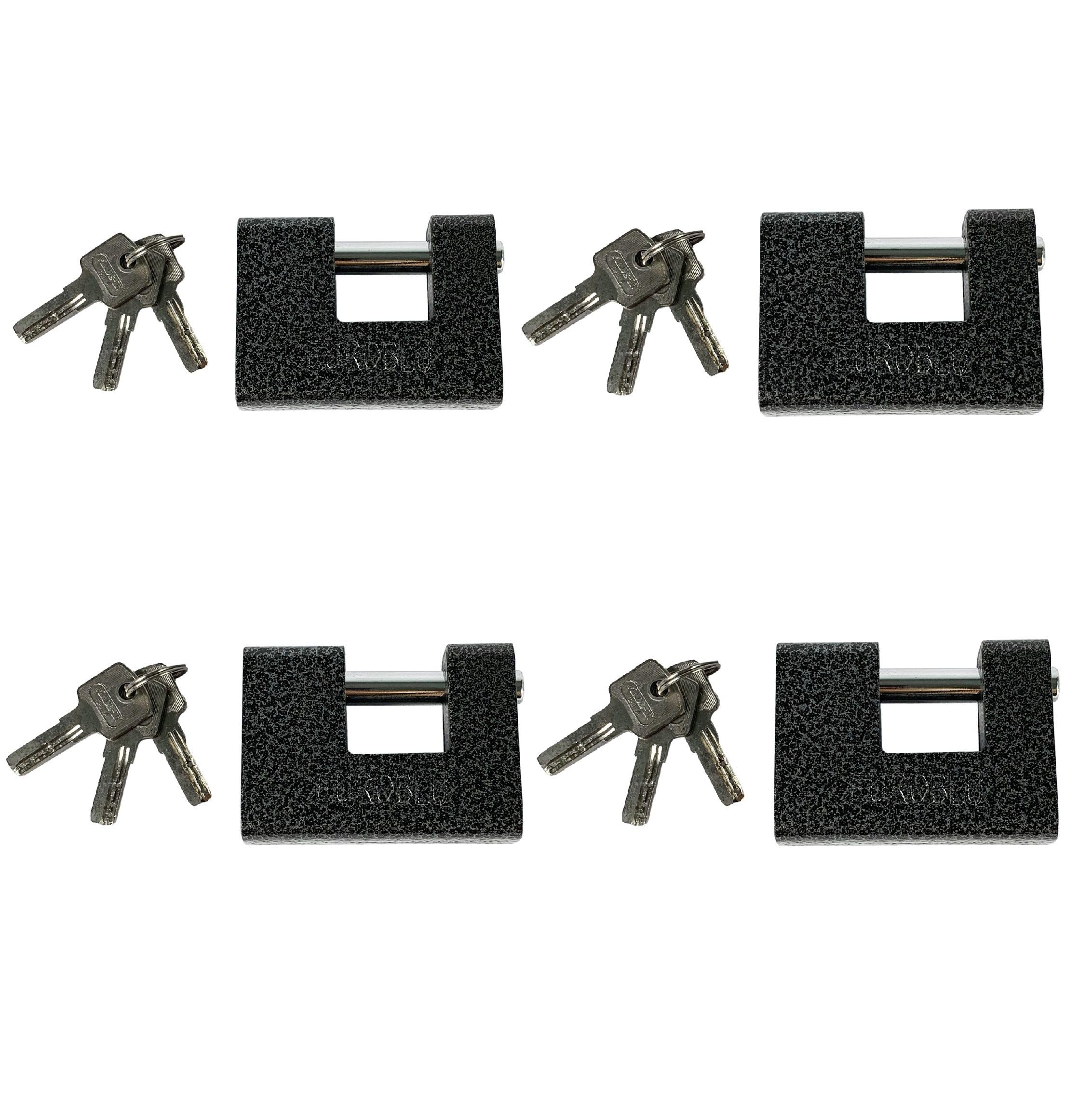tempo di saldi CATENACCIO4 CHAIN4 4 Rectangular Solid Steel Fireproof Padlocks with 3 Keys