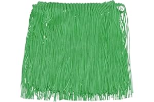 uxcell 10 Yards 6 Inch Chainette Fringe Trim Tassel Sewing Lace Trim Polyester Fringe Trim Ribbon for DIY Sewing Crafts Clothing Lamp Shade Decoration, Green