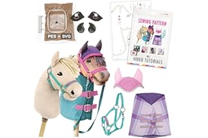 kullaloo Hobby Horse Sewing Pattern – Make a Stick Horse with Ear Bonnet, Blanket & Halter | Paper Pattern with QR Video Tuto