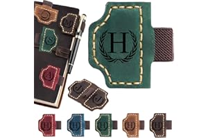 Artlaza Personalized Magnetic Leather Bookmark with Pen Holder - 26 Letters Custom Book Mark with Name Initial Engraved Book 