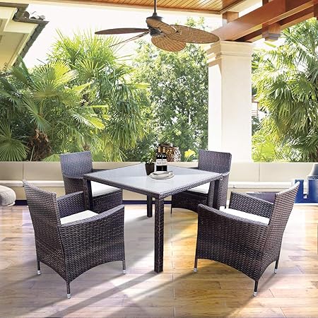 Lz Leisure Zone 5 Pieces Patio Dining Set Outdoor Rattan Dining Furniture Sets Garden Conversation Set