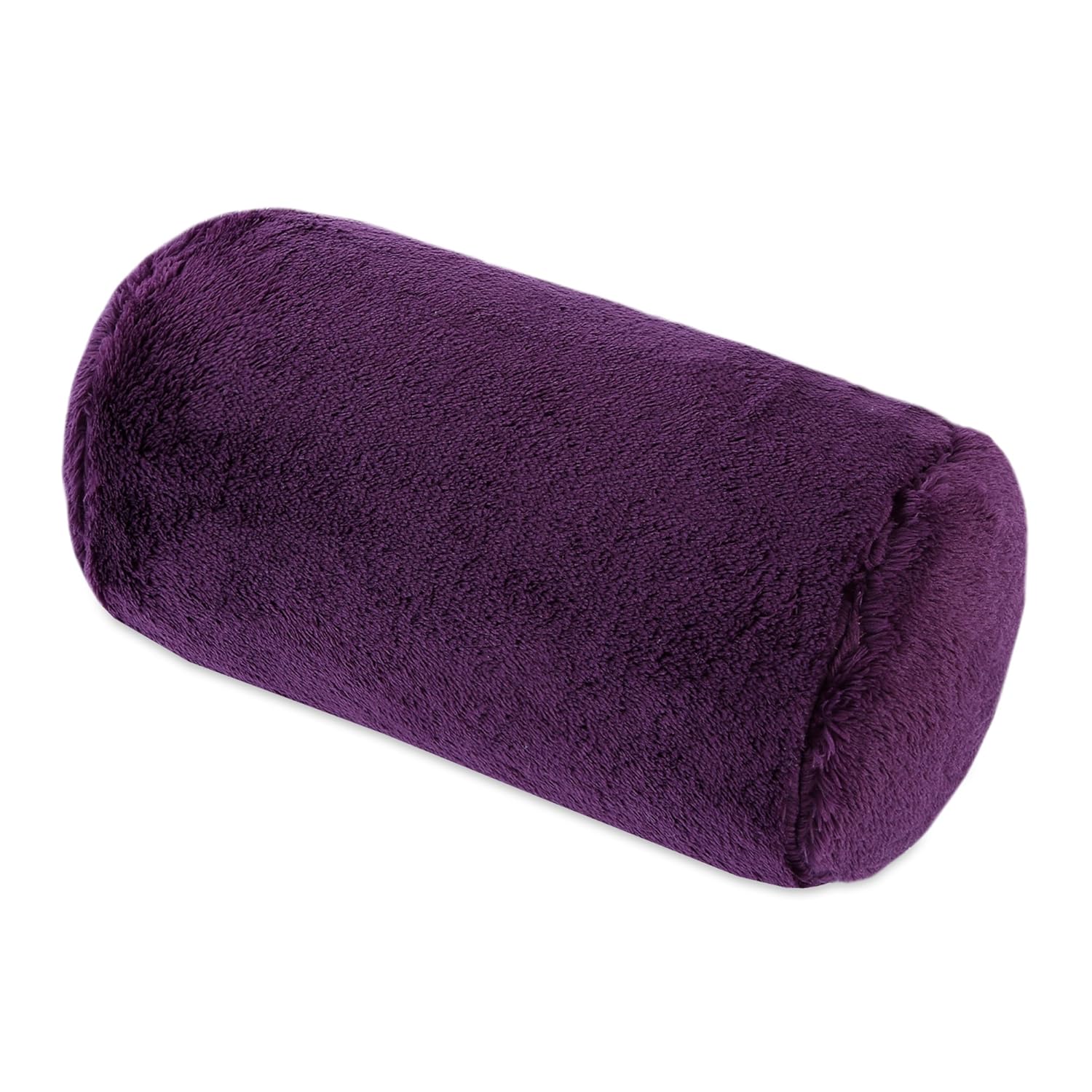 Berkshire Blanket Extra-Fluffy Plush Neckroll Removable Easy to Wash Cover Throw Pillow, Eggplant