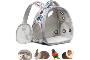Ioview Portable Travel pet Backpack Carrier Hamster Bag Guinea Pig Bird Small Dog cat Turtle Carrier Rabbit Cage Squirrel Bearded Dragon Breathable Hangbag (Hua)