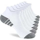 7 Pairs Mens 100% Cotton Cushioned Ankle Socks, Athletic Performance Running Moisture Wicking Breathable Low Cut Socks