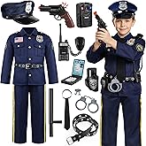 Joycover Police Costume for Kids - Career Day Officer Costume for Boys Girls with Toy Accessories, Toddler Kids Halloween Costumes, Cop Outfit Kit for Halloween Dress Up Pretend Roleplay -Small