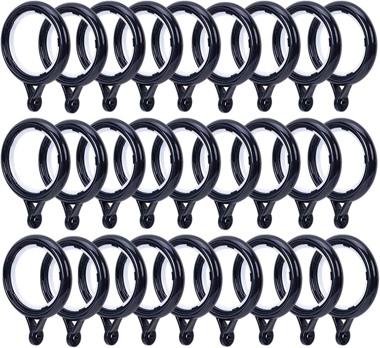 32Pcs Plastic Curtain Rings with Eyelet WCIC Hanging Rings Hooks 30mm
