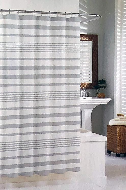 Amazon Com Sanctuary Fabric Shower Curtain Light Gray Horizontal