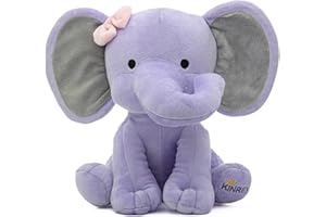 KINREX Elephant Stuffed Animals – Stuff Animal Plush Toy for Babies Girls Boys, Elephants Plushie Teddy Bear Toys for Birth Stats Baby Shower Infant Newborn Boy & Girl, Purple Measures 9 Inches