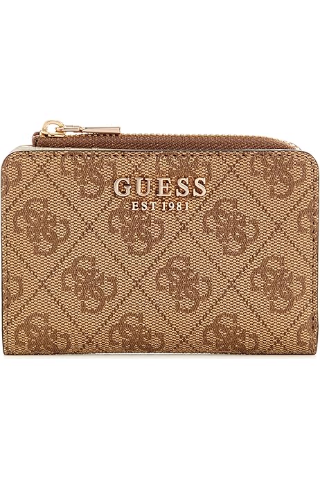 Guess Purses Guess Laurel Card Holder Brown Logo Guess Wallets For