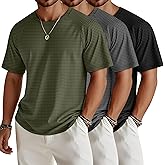 Riyiper 3 Pack Men's Big and Tall Waffle Knit Shirts Short Sleeve Crewneck T-Shirts Solid Raglan Sleeve Casual Pullover Tees