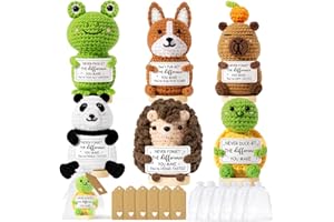 MAYICIVO 6PCS Positive Crochet Animals Thank You Gifts, Employee Appreciation Gifts for Women Emotional Support Crochet Buddies w/ Card, Unique Christmas Birthday Gift for Women Coworkers Teacher Nurses Boss