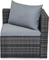 EVRE Malaga Outdoor Rattan Garden Furniture Set Grey with Glass Coffee Table view 5